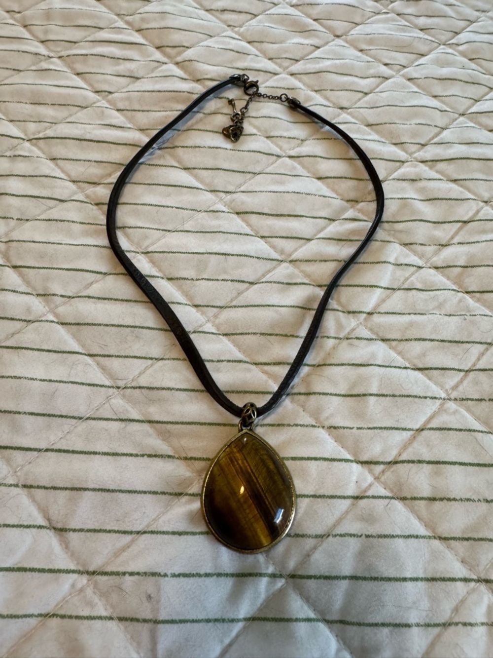 Fossil Reversible Cord Necklace - Brown Stone and Butterfly